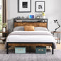 Queen Size Metal Platform Bed Frame - Black, No Box Spring Needed
