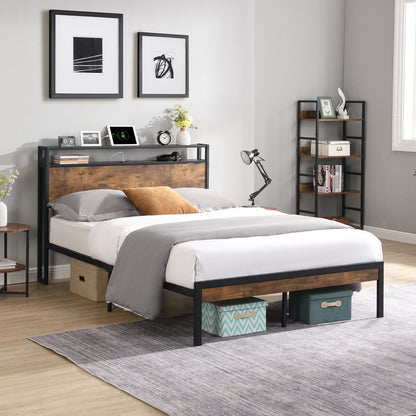 Queen Size Metal Platform Bed Frame - Black, No Box Spring Needed