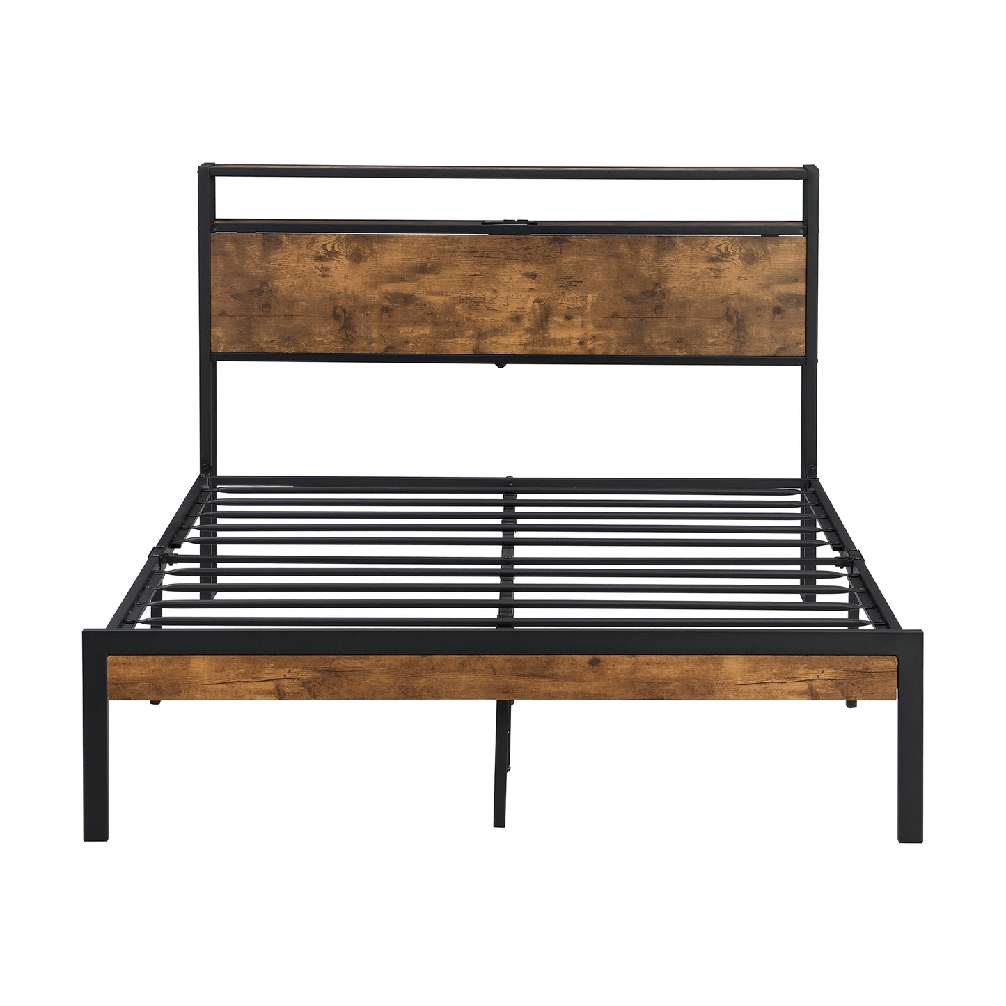 Queen Size Metal Platform Bed Frame - Black, No Box Spring Needed
