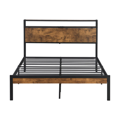 Queen Size Metal Platform Bed Frame - Black, No Box Spring Needed