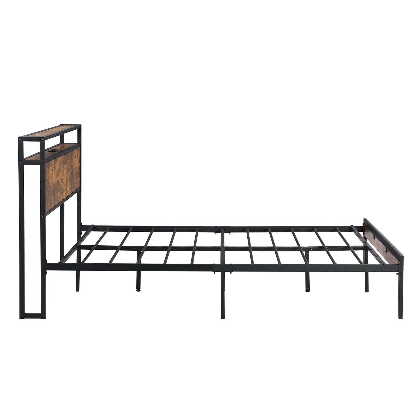 Queen Size Metal Platform Bed Frame - Black, No Box Spring Needed