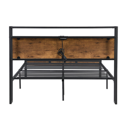 Queen Size Metal Platform Bed Frame - Black, No Box Spring Needed