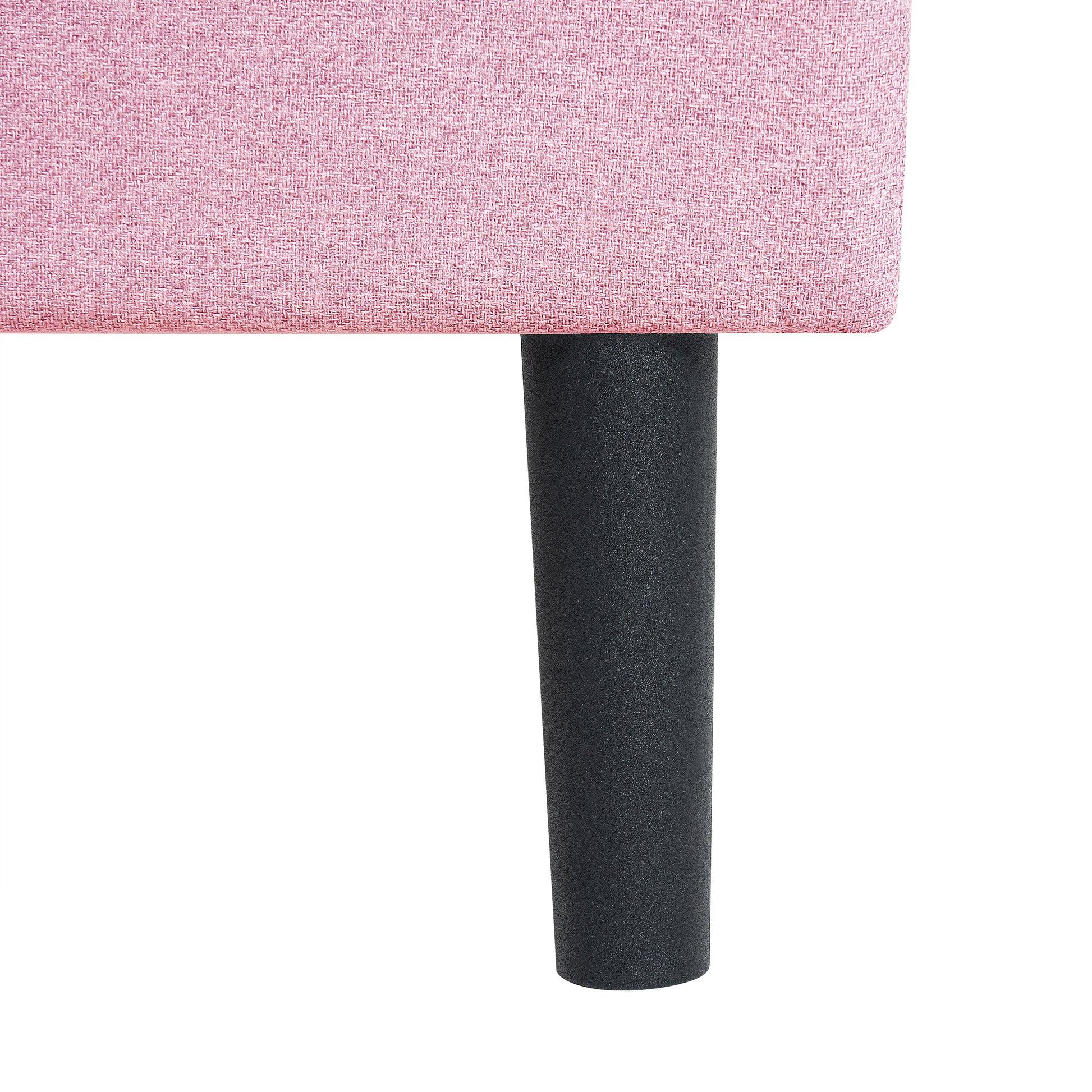 Full Size Pink Linen Upholstered Bed Frame - No Box Spring