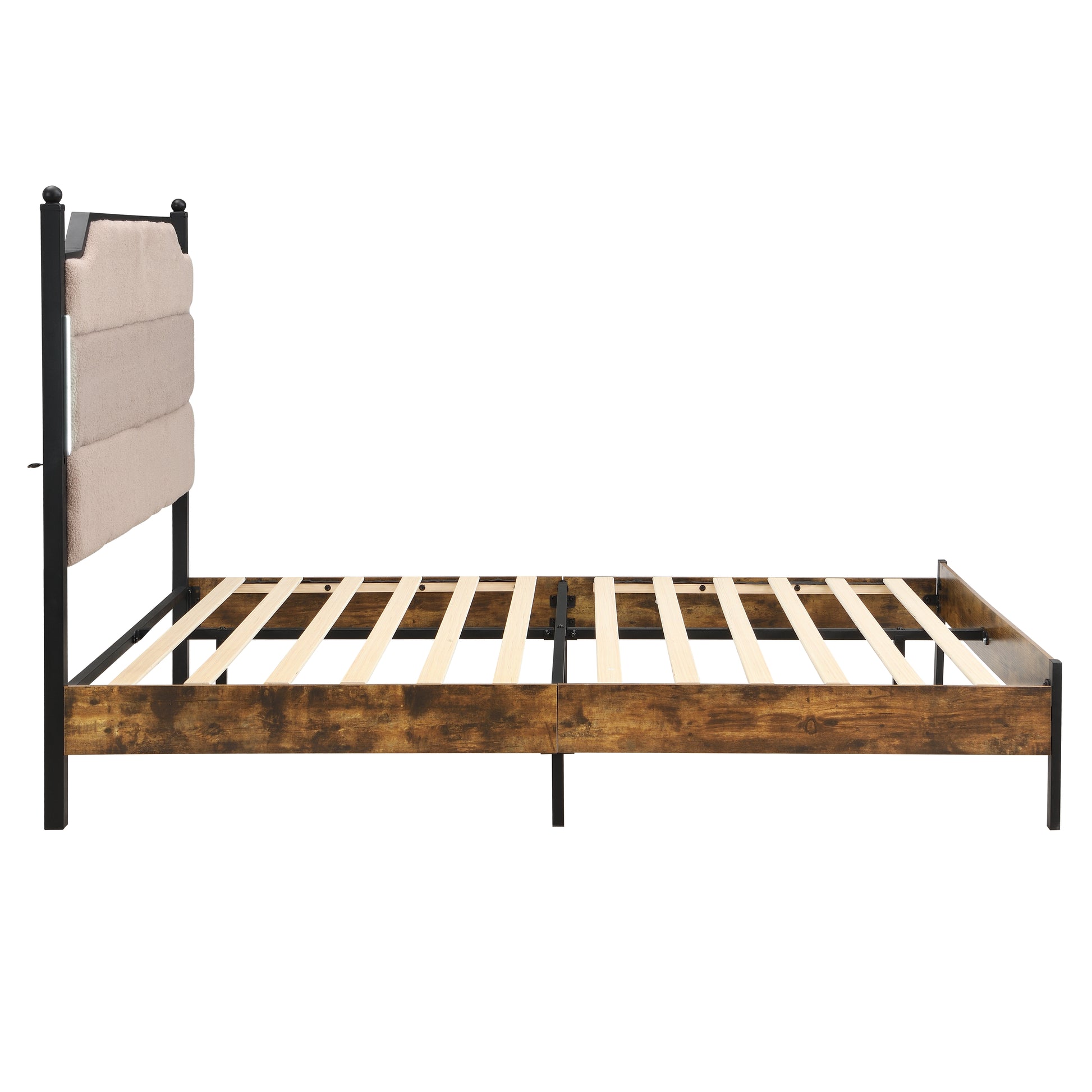 Light Pink Queen Bed Frame with Storage