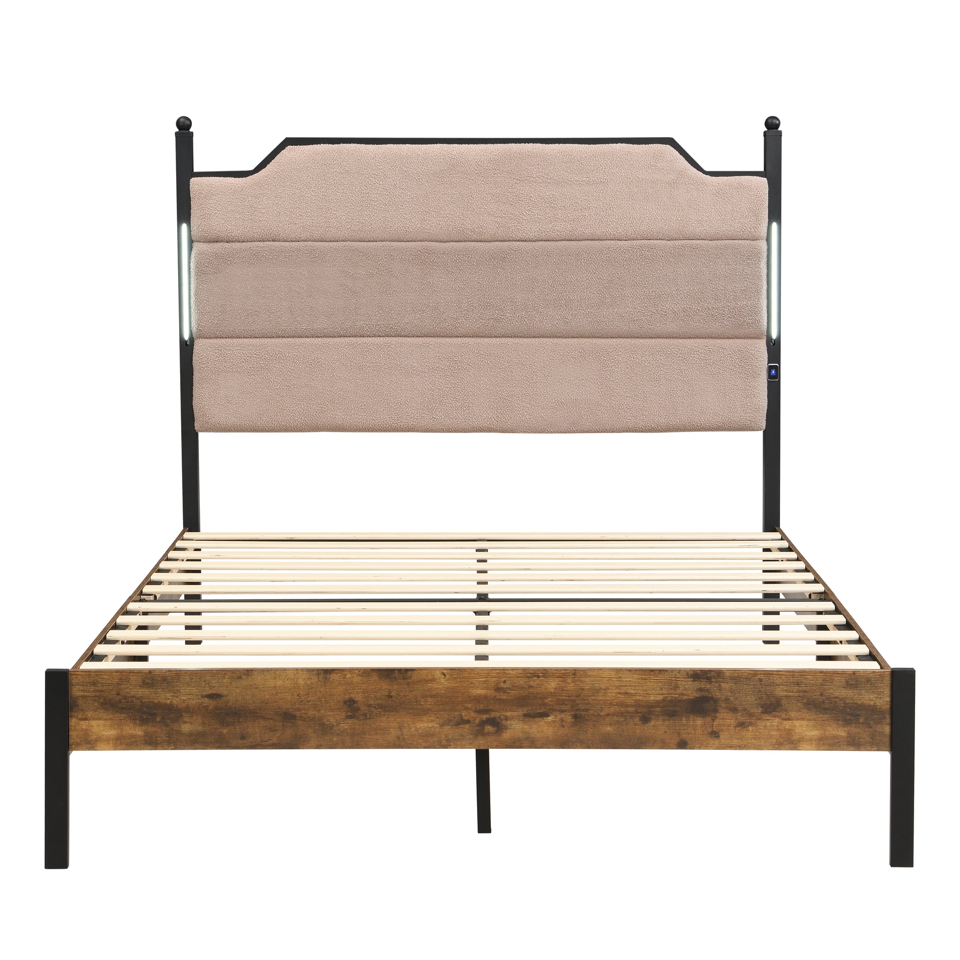 Light Pink Queen Bed Frame with Storage