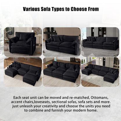 Black Chenille Sofa - 75" Modern Loveseat for Living Room