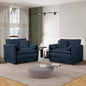 (Old:W3163S00008) Oversized Chenille Oversized Accent Chair Set of 2, Comfy Single Sofa Chair with Large Seat , Modern Armchair Reading Chairs for Bedroom, Living Room,Chenille,Blue