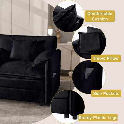 Black Chenille Sectional Sofa - Modern Comfort & Modular Design for Living Room