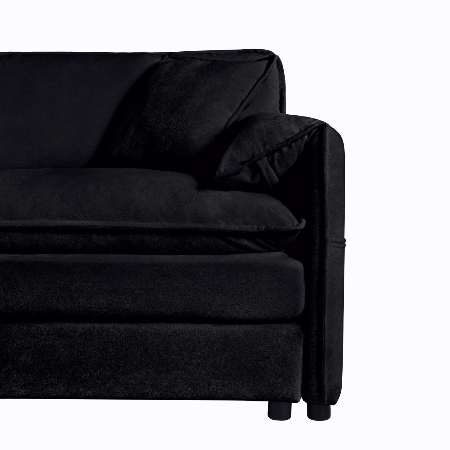 Black Chenille Sectional Sofa - Medium Firm Seat, Modern Design for Living Room