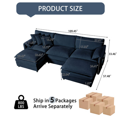 Modern Blue Chenille Sectional Sofa - Ultimate Comfort & Storage