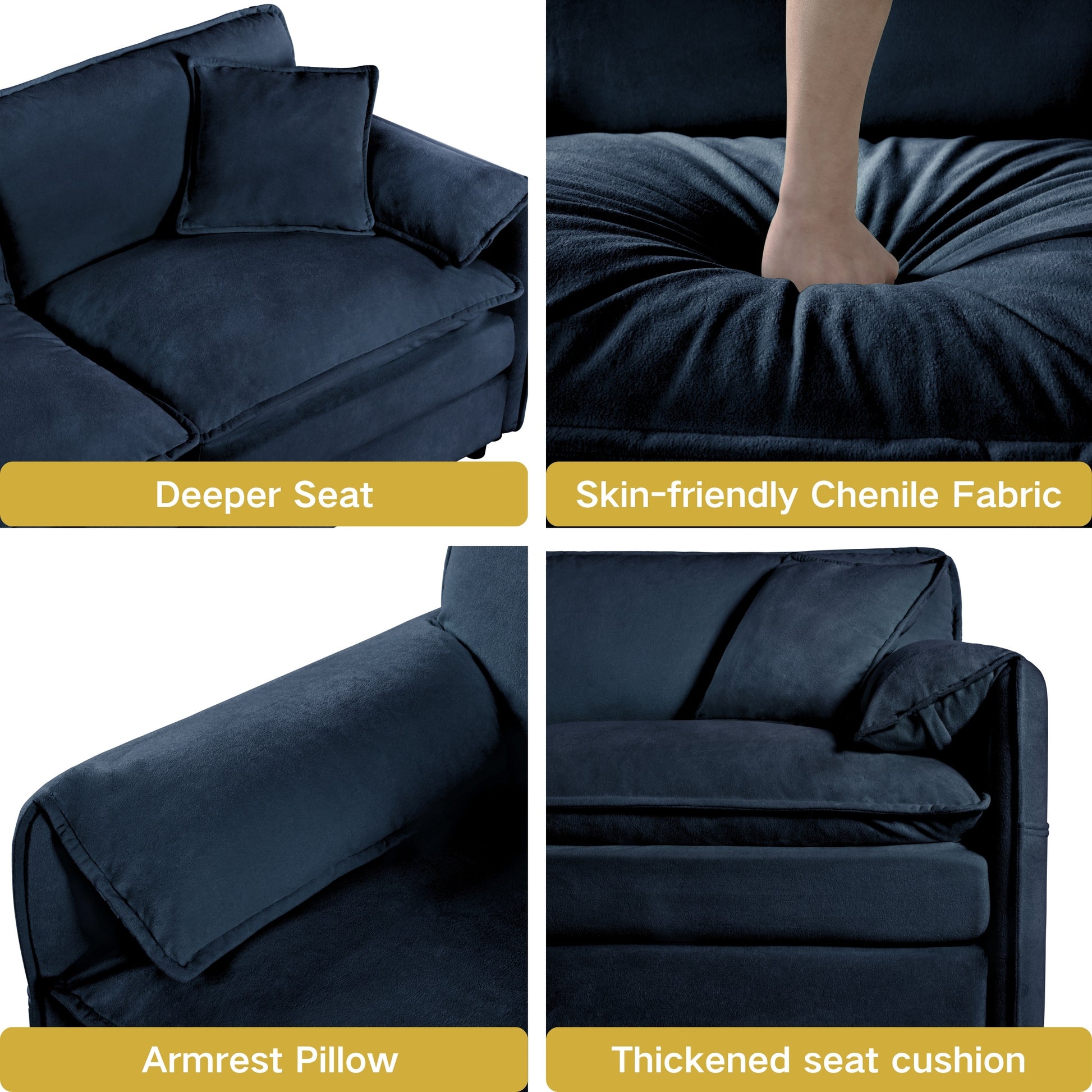 Modern Blue Chenille Sectional Sofa - Ultimate Comfort & Storage