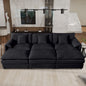 (Old:W3163S00027) Oversized Deep Seat Sectional Cloud Sofa Sleeper with 3 Ottomans & Soft Pillows, Modular Couch Bed for Living Room, Apartment, DIY Combination Chenille,Black