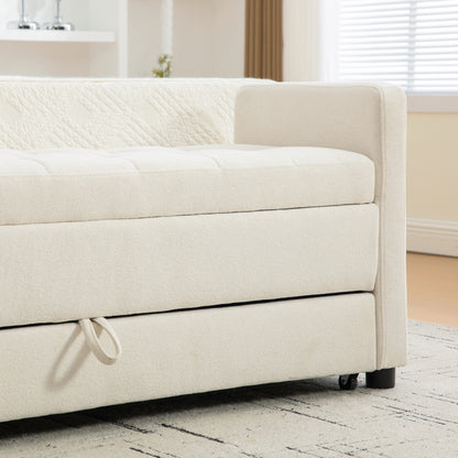 Beige Polyester Storage Bench - Bedroom Foot Storage for Living Room