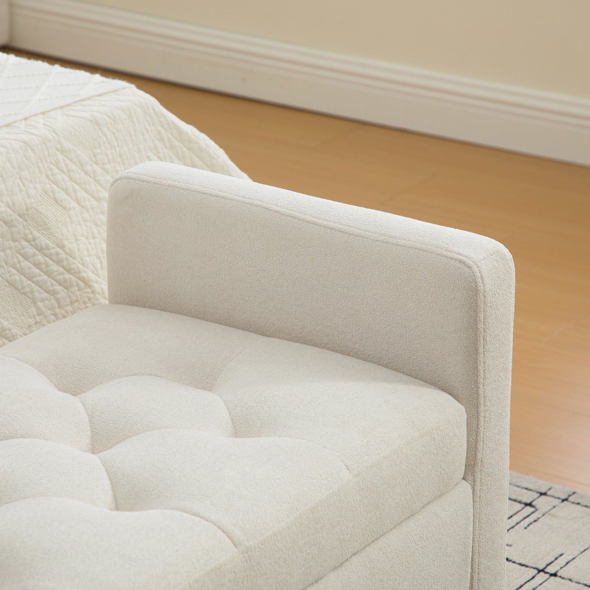 Beige Polyester Storage Bench - Bedroom Foot Storage for Living Room