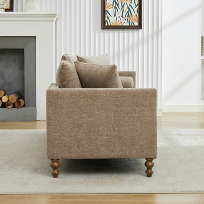 75'' Wide Upholstered Chaise Lounge - Taupe Chenille Sleeper Sofa