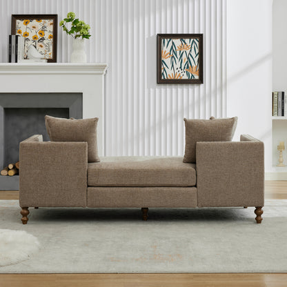 75'' Wide Upholstered Chaise Lounge - Taupe Chenille Sleeper Sofa
