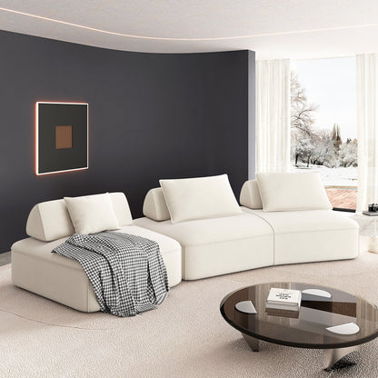 139" Beige Modular Sectional Sofa - Deep Seat Couch & Sofa Bed for Living Room