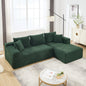 Modular Sectional Sofa Couches L-Shape Couch 2Seat Modular Sofa Memory Foam Sectional Couches for Living Room, Cloud Couch with Oversized Chaise (Green, Stripe (Right Facing Chaise))