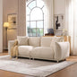 Sherpa Cloud Couch(Camel) , 87.4" Upholstered 3-Seater Loveseat Sofa, Modern Boucle Couch with 2 Pillows, Foam Filling & Sturdy Metal Legs for Living Room, Apartment