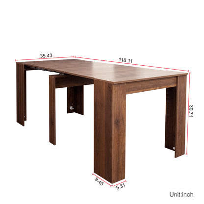 Walnut Extendable Console Table - 70" Dining Table for Dining Room
