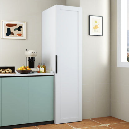 White Kitchen Pantry Cabinet - 5 Shelves Storage