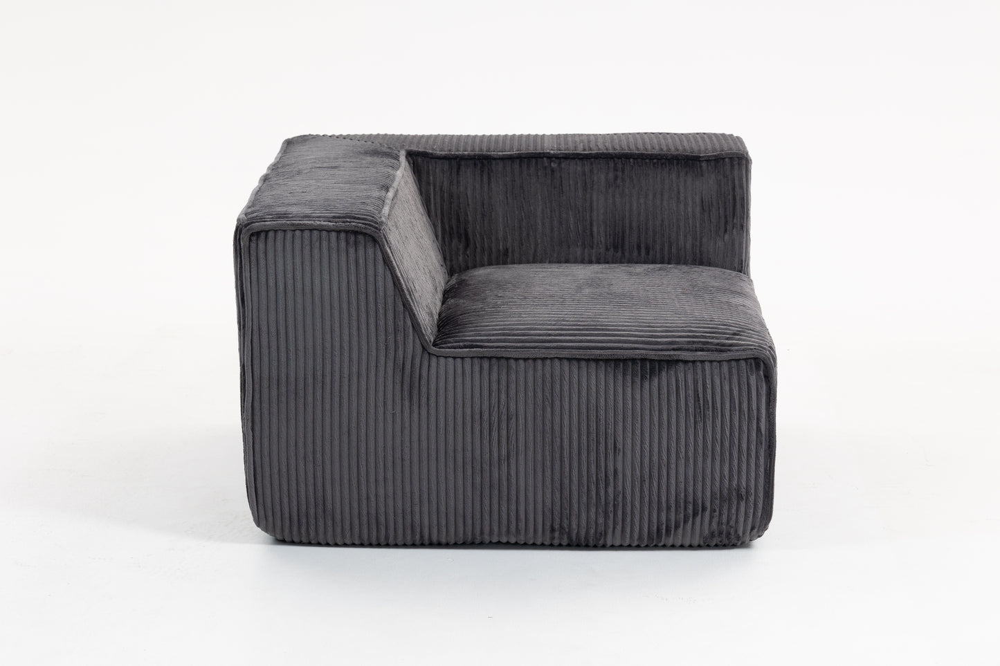 Grey Corduroy 3-Seat Sofa - Soft Foam Cushions, Casual Style for Living Room