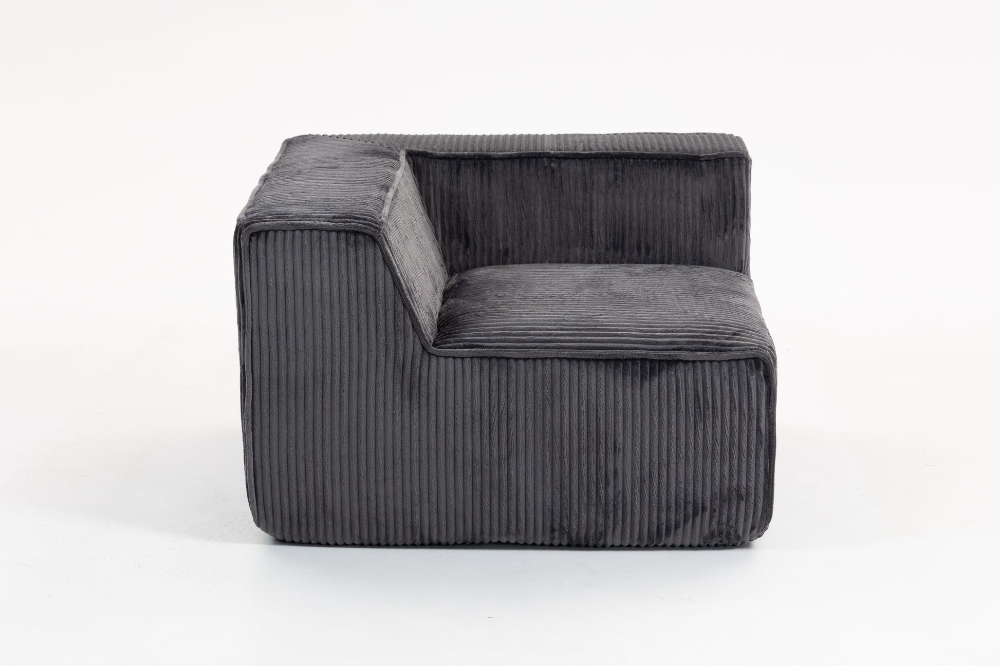 Grey Corduroy 3-Seat Sofa - Soft Foam Cushions, Casual Style for Living Room