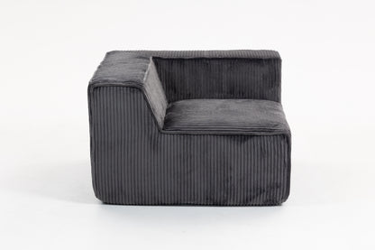 Grey Corduroy 3-Seat Sofa - Soft Foam Cushions, Casual Style for Living Room