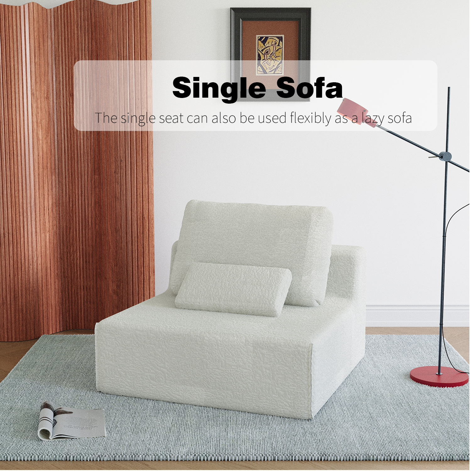 Creamy White Foam Sectional Sofa - 3 Seat Large Sofa