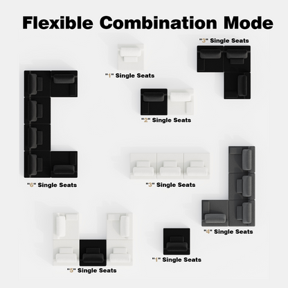Creamy White Foam Sectional Sofa - 3 Seat Large Sofa