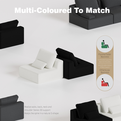 Creamy White Foam Sectional Sofa - 3 Seat Large Sofa