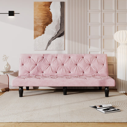 66" Pink Velvet Sofa Bed - Converts to Bed for Living Room
