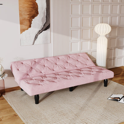 66" Pink Velvet Sofa Bed - Converts to Bed for Living Room