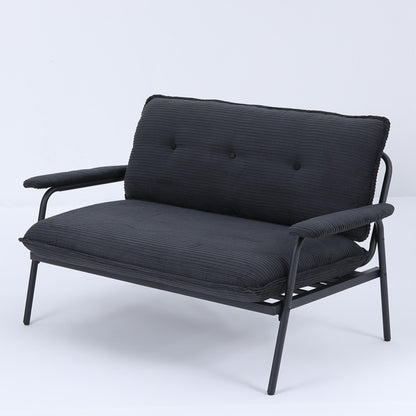 Black Corduroy Sofa - 2 Seat Compact Design for Living Room