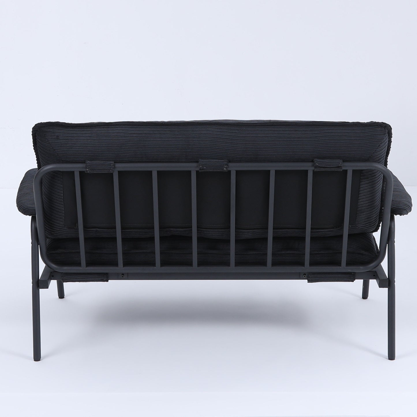 Black Corduroy Sofa - 2 Seat Compact Design for Living Room