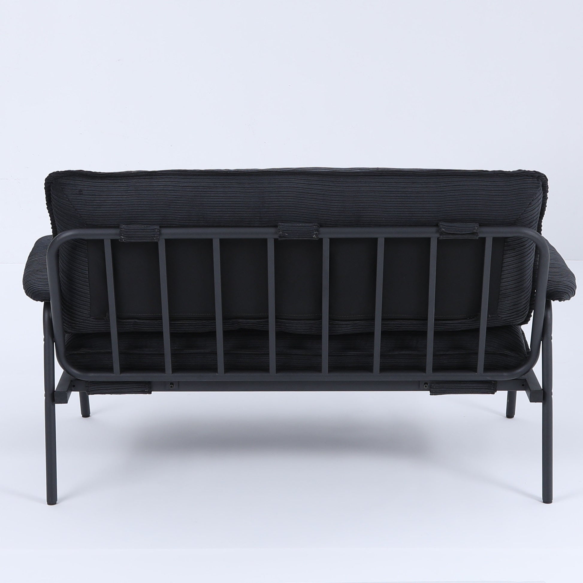 Black Corduroy Sofa - 2 Seat Compact Design for Living Room