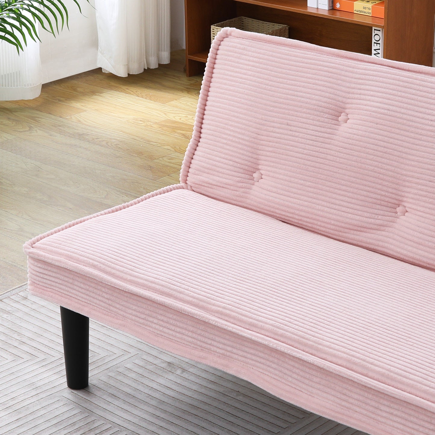 Pink Corduroy 2 Seat Sofa for Guest Room or Bedroom for Living Room