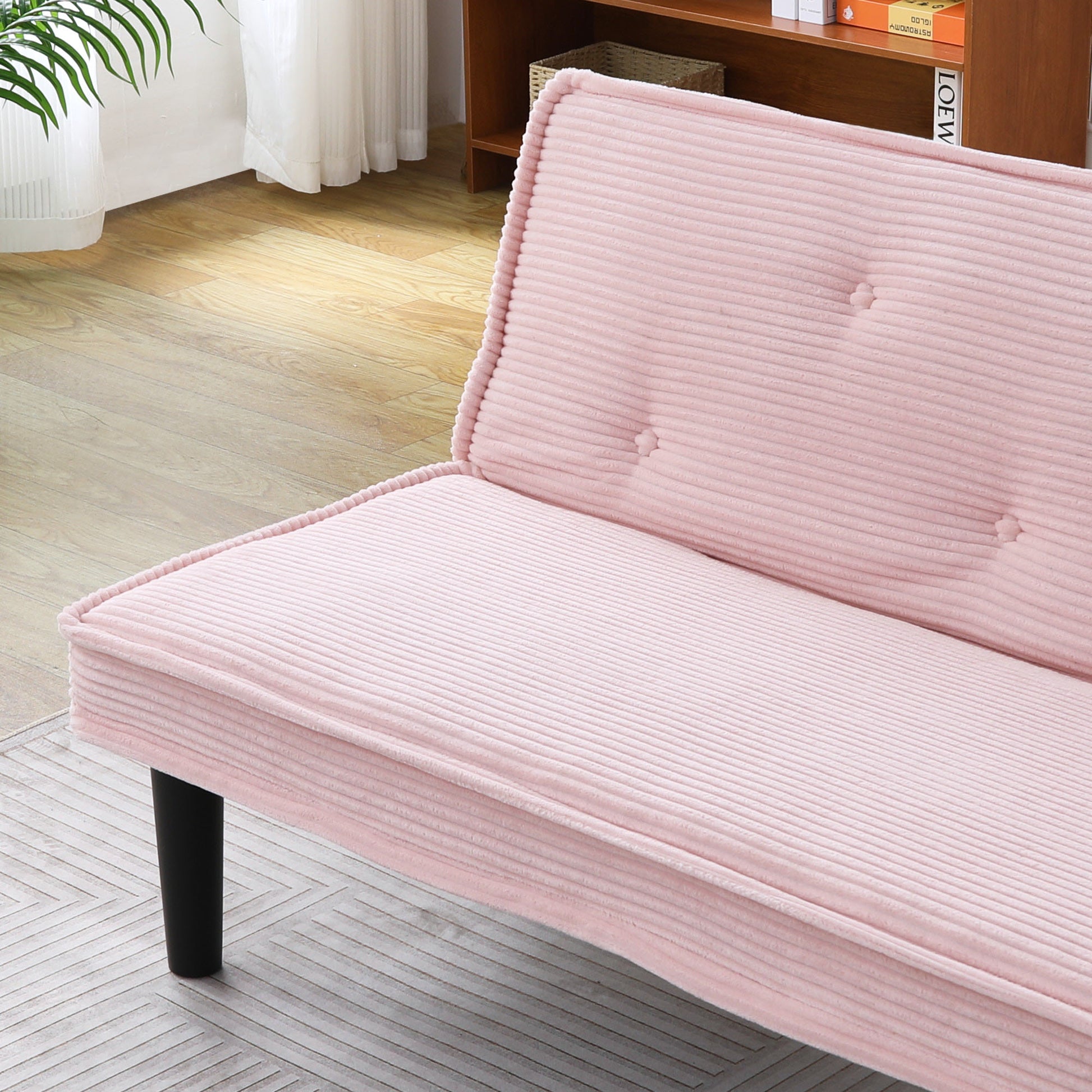Pink Corduroy 2 Seat Sofa for Guest Room or Bedroom for Living Room