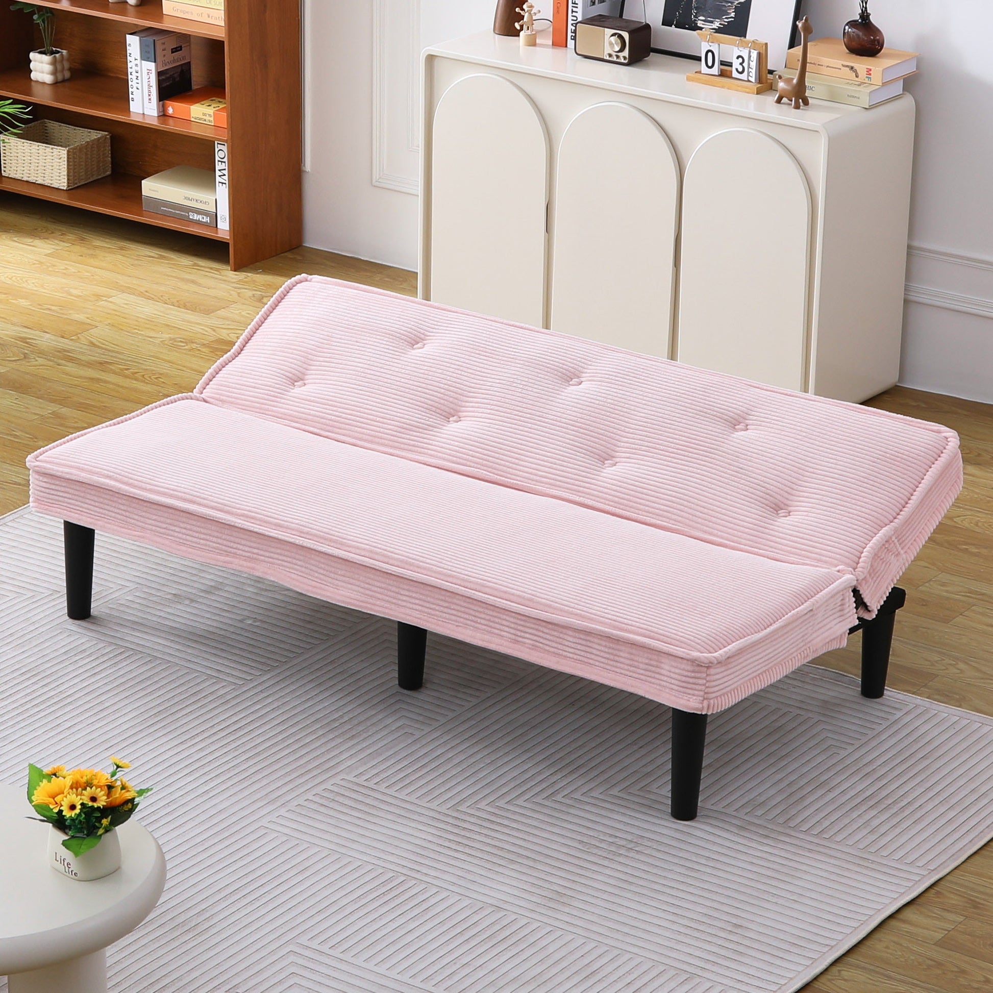 Pink Corduroy 2 Seat Sofa for Guest Room or Bedroom for Living Room