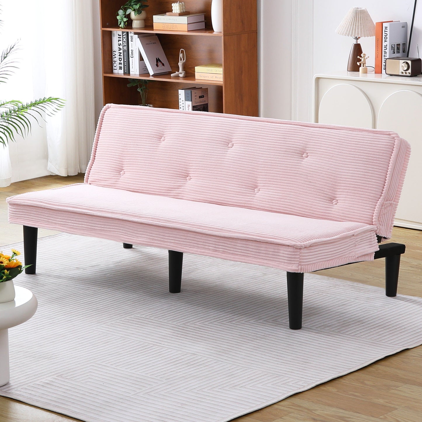 Pink Corduroy 2 Seat Sofa for Guest Room or Bedroom for Living Room