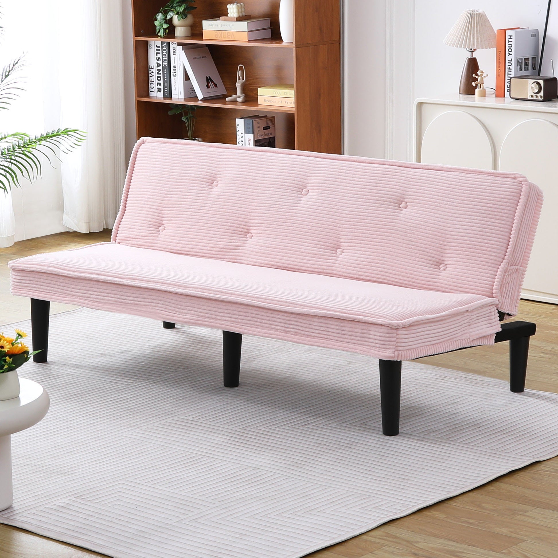 Pink Corduroy 2 Seat Sofa for Guest Room or Bedroom for Living Room