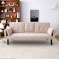 70-inch multi-functional cotton and linen sofa bed: foldable + cup holder + side storage, instantly switch between living room and bedroom