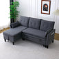 L-Shaped Reversible Chaise Sectional Sofa with Storage - Cotton-Linen,dark grey , Office & Apartment Ready