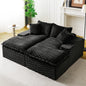 Black Turtle Velvet Double Chaise Lounge, Multifunctional Lazy Sofa with Full Compressed Sponge, Capable of Side - by - Side or Face - to - Face Arrangement