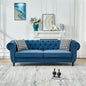 85"Chesterfield ‌velvet upholstery fabric Sofa with Roll Armrest & Nailhead,Upholstered Mid Century Modern Couch,3 Seater Couch for Living Room, Office, Apartment, Blue