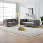 Chesterfield Velvet Sofa,3+2 Seater Deep Seat Sofa,Modern Sofa with Button Nailhead,Square Arm Couches,Furniture for Living Room,Bedroom,Office(Grey)
