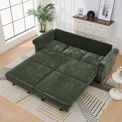 King Size Green Sofa Bed - 3 in 1 Sleeper Sofa for Living Room