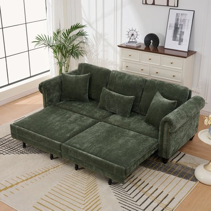 King Size Green Sofa Bed - 3 in 1 Sleeper Sofa for Living Room