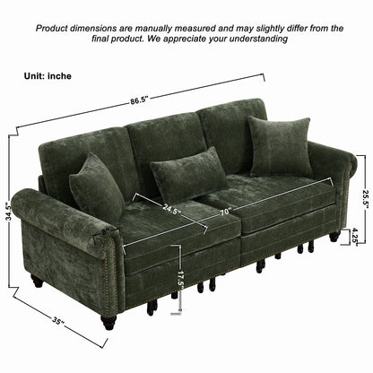 King Size Green Sofa Bed - 3 in 1 Sleeper Sofa for Living Room