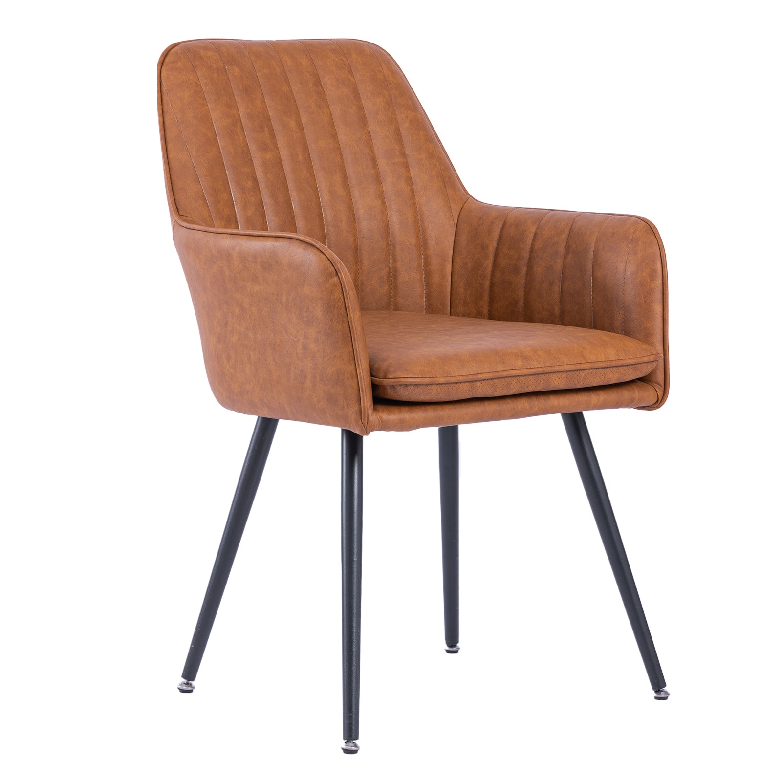 Brown Faux Leather Dining Chairs - Set of 2 Kitchen Chairs